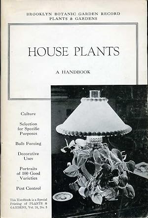 Image du vendeur pour House Plants : A Handbook (Plants & Gardens Vol 18 No 3) mis en vente par Godley Books