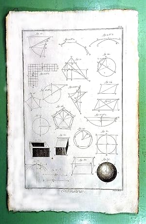 SCIENCES MATHEMATIQUES : GEOMETRIE - TRIGONOMETRIE. Recueil de Planches sur les Sciences, les Art...