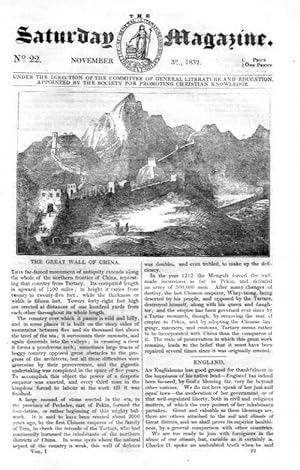 The Saturday Magazine No 22, GREAT WALL of CHINA, LIBERIA, The WALRUS,1832