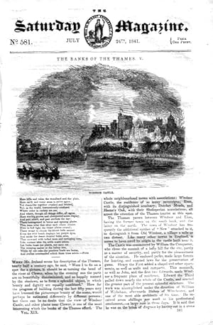 Bild des Verkufers fr The Saturday Magazine No 581, The Banks of the Thames (Part 5) -WINDSOR CASTLE, BEETLES, BEET-ROOT SUGAR, 1841 zum Verkauf von Tony Hutchinson