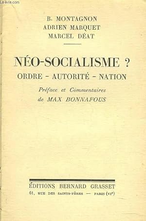 Bild des Verkufers fr NEO-SOCIALISME ? ORDRE-AUTORITE-NATION zum Verkauf von Le-Livre