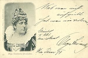 Bildpostkarte (Brustbild als Elisabeth) mit eigenh. Signatur und Zitat. Wien Jänner 1899 "Olga Le...