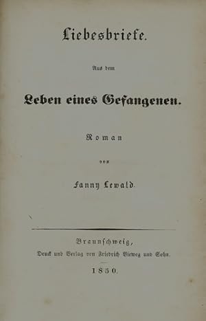 Seller image for Liebesbriefe. Aus dem Leben eines Gefangenen. Roman. for sale by Georg Fritsch Antiquariat