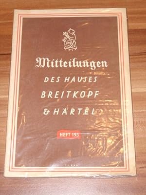 Mitteilungen des Verlages (Hauses) Breitkopf & Härtel - Leipzig, Nr. 193, Juni 1939