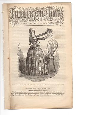 Theatrical Times, No 2, June 20 1846. Lead Article & Picture - Memoir of Miss Woolgar (of Gosport...