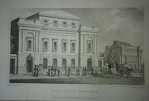 Fine Original Antique Engraving Illustrating Music Hall Sheffield in Yorkshire, Published in 1829.