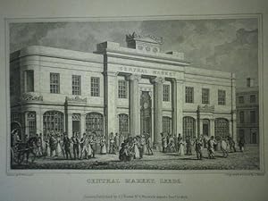 Fine Original Antique Engraving Illustrating Central Market, Leeds in Yorkshire, Published in 1829.