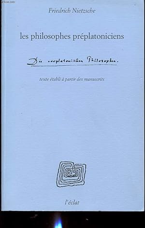 Seller image for LES PHILOSOPHES PREPLATONICIENS for sale by Le-Livre