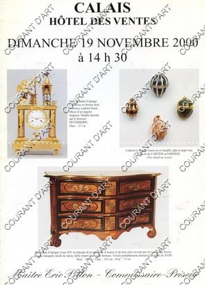 BIJOUX. BIBELOTS. VERRERIE. PORCELAINES. FAÏENCES. GRAVURES. TABLEAUX. MEUBLES. BRONZES. OBJETS D...