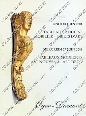 TABLEAUX ANCIENS. MOBILIER. OBJETS D'ART. TABLEAUX MODERNES. ART NOUVEAU-ART DECO. [VERNET. DUBOI...