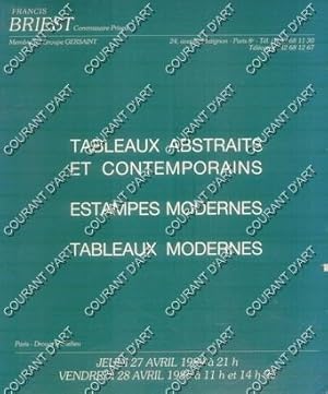 TABLEAUX ABSTRAITS ET CONTEMPORAINS. ESTAMPES MODERNES. TABLEAUX MODERNES. [MATHIEU. MARIE RAYMON...