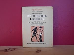 Recherches logiques 3; Éléments d'une élucidation phénoménologique de la connaissance