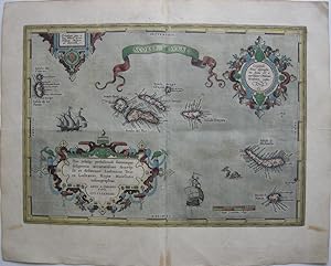 Acores Insulae Altkolor. Kupferstichkarte aus einer lateinischen Ausgabe von A. Ortelius, "Theatr...