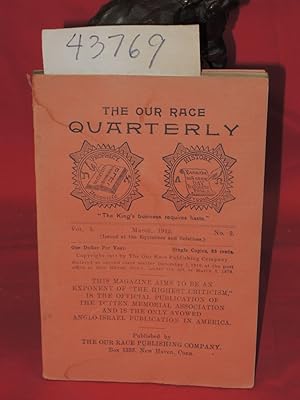 Image du vendeur pour March 1912, Vol. 3, No. 2 The Our Race Quarterly, mis en vente par Princeton Antiques Bookshop