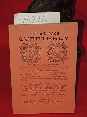 Image du vendeur pour 3- 1912, Vol. 3, No. 2 The Our Race Quarterly, mis en vente par Princeton Antiques Bookshop