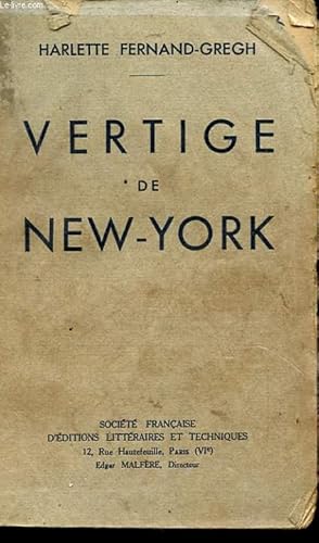 Imagen del vendedor de VERTIGE DE NEW-YORK a la venta por Le-Livre