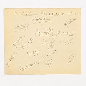 A detached autograph album leaf (165x195mm) signed in pencil by the South African touring team in...