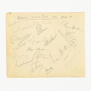 Imagen del vendedor de A detached autograph album leaf (165  200 mm) signed (mainly) in pencil by the touring MCC team in Australia, at the time of the First Test in Brisbane, 1-5 December 1950 a la venta por Michael Treloar Booksellers ANZAAB/ILAB