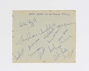 A detached autograph album leaf (165x200mm) signed in ink by fifteen members of the West Indies t...