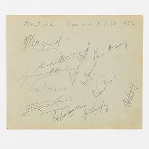 A detached autograph album leaf (165 × 200 mm) signed in pencil by the Australian team for the Fi...