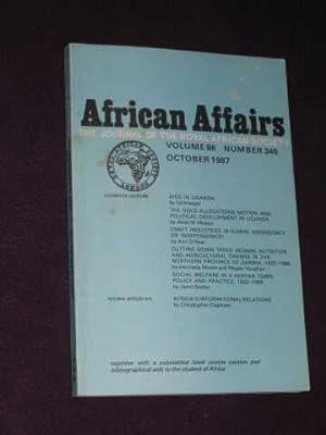Seller image for African Affairs: Journal of the Royal African Society. Volume 86, No. 345. October, 1987 for sale by BOOKBARROW (PBFA member)