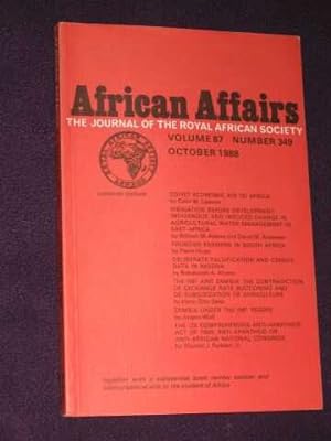 Seller image for African Affairs: Journal of the Royal African Society. Volume 87, No. 349. October, 1988 for sale by BOOKBARROW (PBFA member)