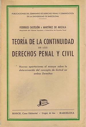 Imagen del vendedor de TEORA DE LA CONTINUIDAD DE LOS DERECHOS PENAL Y CIVIL a la venta por Librera Torren de Rueda