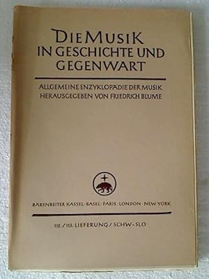 Die Musik in Geschichte und Gegenwart (MGG). - 112./113. Lfg.: Schw - Slo.