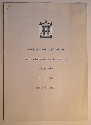 Imagen del vendedor de Archive Display 1979-80. Artists International Association, Naum Gabo, Paul Nash, Richard Long. a la venta por Roe and Moore