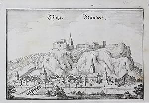 Imagen del vendedor de Gesamtansicht von Dorf und Burg. Kupferstich von Merian aus Topographia Bavariae a la venta por Antiquariat  Braun