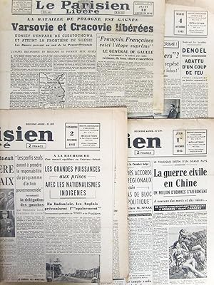 Le Parisien Libéré [ Lot de 9 numéros de 1945, dont 1 de janvier, 2 d'octobre, 5 de novembre et 1...