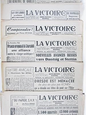 La Victoire. Grand Quotidien Régional [ Lot de 9 numéros de janvier, février et mars 1945 - Infor...