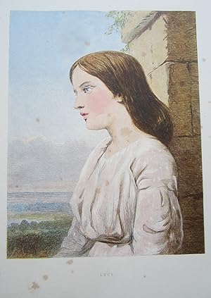 Image du vendeur pour LUCY- Waif Like Girl Gazing Over Fields - an Antique Original Print mis en vente par K Books Ltd ABA ILAB