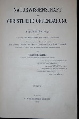 Immagine del venditore per Naturwissenschaft und christliche Offenbarung. - Angebunden: ber die Natur der Cometen. Beitrge zur Geschichte und Theorie der Erkenntniss. 3. Auflage. - 2 Bnde, gebunden in einem Band. venduto da Antiquariat  Braun