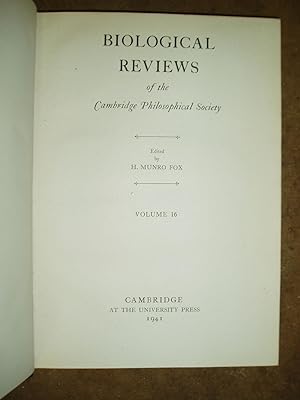 Biological Reviews of the Cambridge Philosophical Society, Volume 16 [1941]