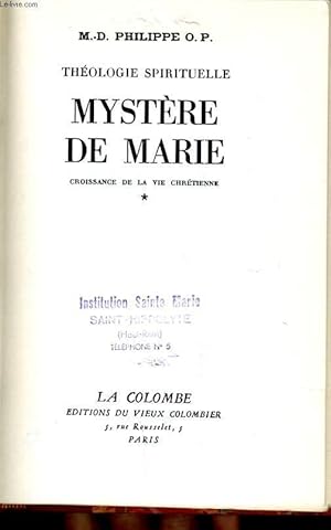 Seller image for MYSTERE DE MARIE croissance de la vie chrtienne for sale by Le-Livre