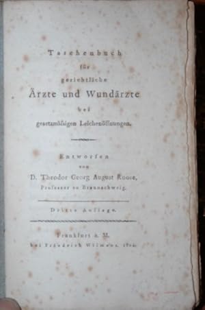 Seller image for Taschenbuch fr gerichtliche rzte und Wundrzte bei gesetzmssigen Leichenffnungen. Dritte Auflage. for sale by Antiquariat  Braun