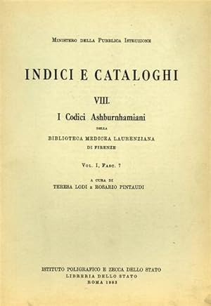 Imagen del vendedor de I Codici Ashburnhamiani. Biblioteca Mediceo-Laurenziana di Firenze. Vol.I, fasc.VII. a la venta por FIRENZELIBRI SRL