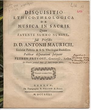 Disquisitio ethico-theologica. De musica in sacris.