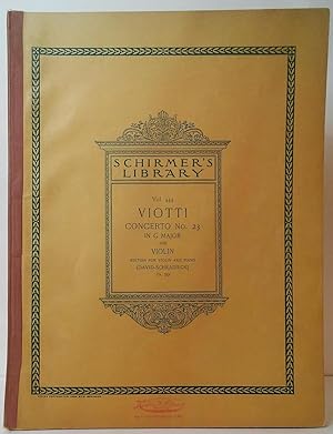 Image du vendeur pour Concerto No. 23 in G Minor for Violin with Accompaniment of Orchestra (Schirmer's Library Vol. 444) mis en vente par Stephen Peterson, Bookseller