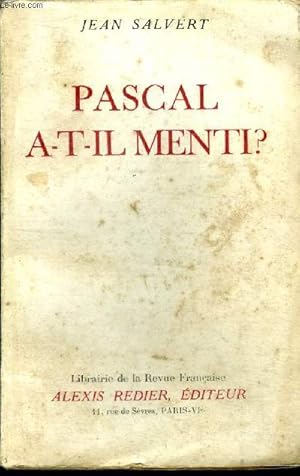 Immagine del venditore per Pascal a-t-il menti ? venduto da Le-Livre