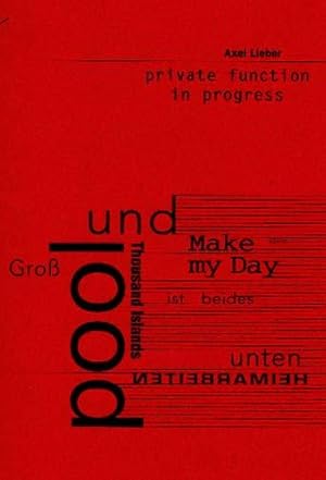 Bild des Verkufers fr private function in progress. 7.9. - 5.10.1997, Kulturforum Alte Post, Neuss. zum Verkauf von Antiquariat Querido - Frank Hermann