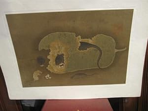 A Melon & the Rats - A fine Japanese Woodblock Print with a captioned tissue Guard