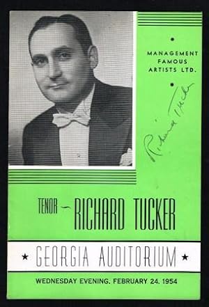 Concert Program Signed By Richard Tucker