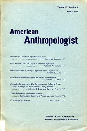 Seller image for American Anthropologist - Vol. 63. 1961; Number 4. for sale by Antiquariat am Flughafen