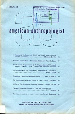 Seller image for American Anthropologist - Vol. 62. 1960; Number 3. for sale by Antiquariat am Flughafen