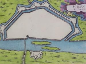 Image du vendeur pour Hand Colored 1636 Print, Map of St Iean de lauen [St Jean delaune], from 'Les plans et profils de toutes les principales villes et lieux considerables de France mis en vente par Yesterday's Muse, ABAA, ILAB, IOBA