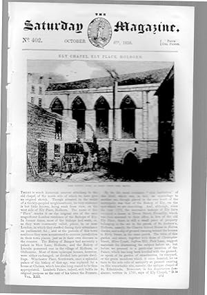 The Saturday Magazine No 402 ELY CHAPEL Holborn, OYSTER FISHERY, Quicksilver Mines of IDRIA, 1838