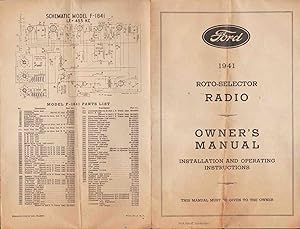 FORD 1941 ROTO-SELECTOR RADIO OWNER'S MANUAL Installation and Operating Instructions