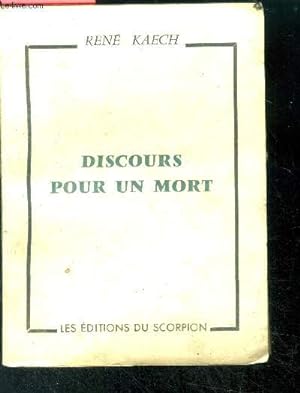 Bild des Verkufers fr Discours pour un mort zum Verkauf von Le-Livre